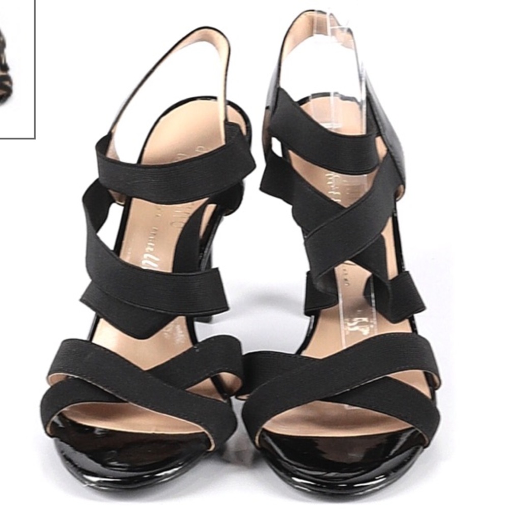NWOT Ann Marino black strappy heels, size 9.